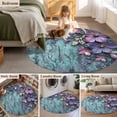 thumbnail image 5 of Round Rugs 4Ft, Purple Floral Round Area Rug Washable Indoor Throw Carpet, Vintage Cracked Wall Country Rustic Soft Non Slip Circle Rug for Kitchen Nursery Room Home Decor Aesthetic, 5 of 8