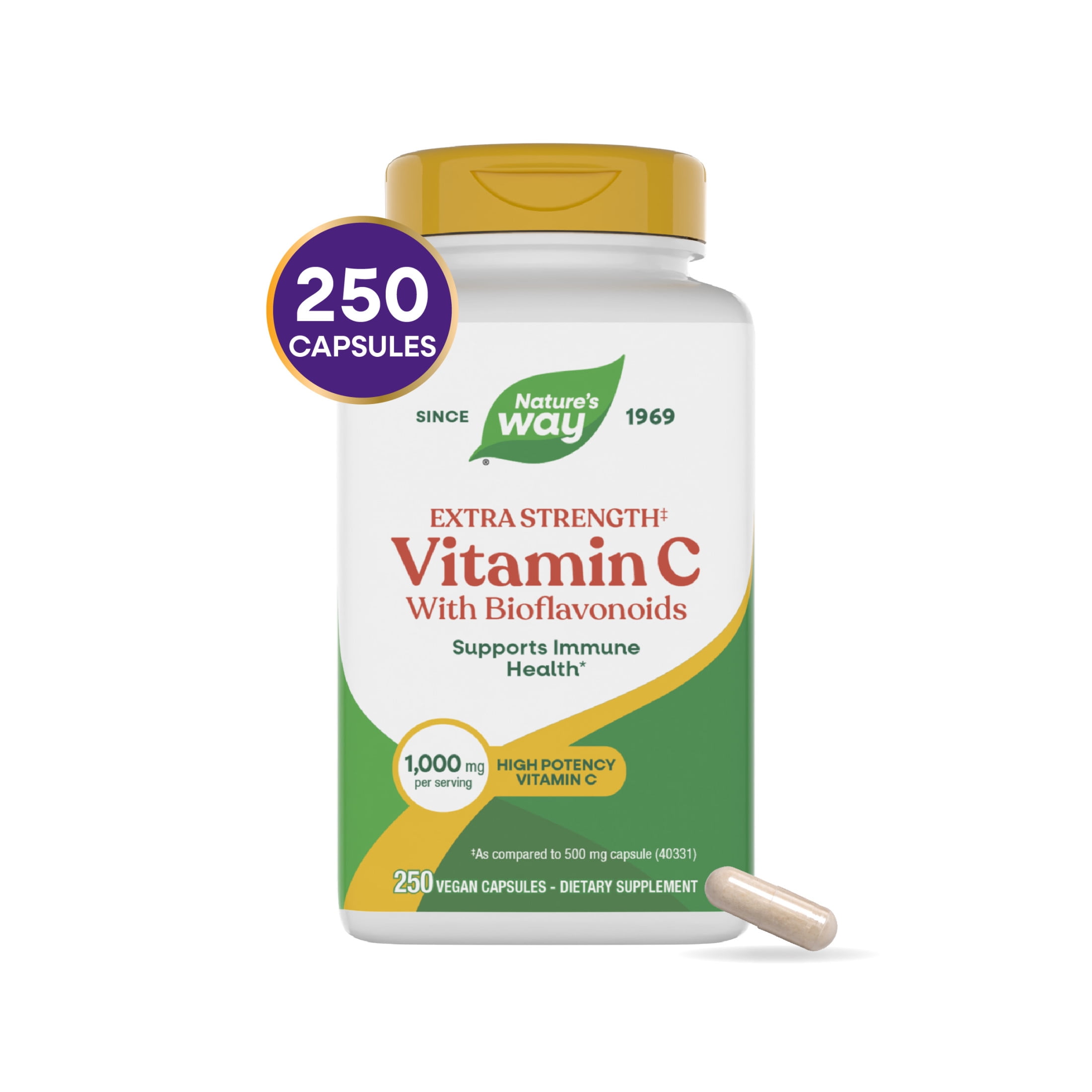 Nature’s Way Extra Strength‡ Vitamin C with Bioflavonoids Capsules, Supports Immune Health*, 250ct