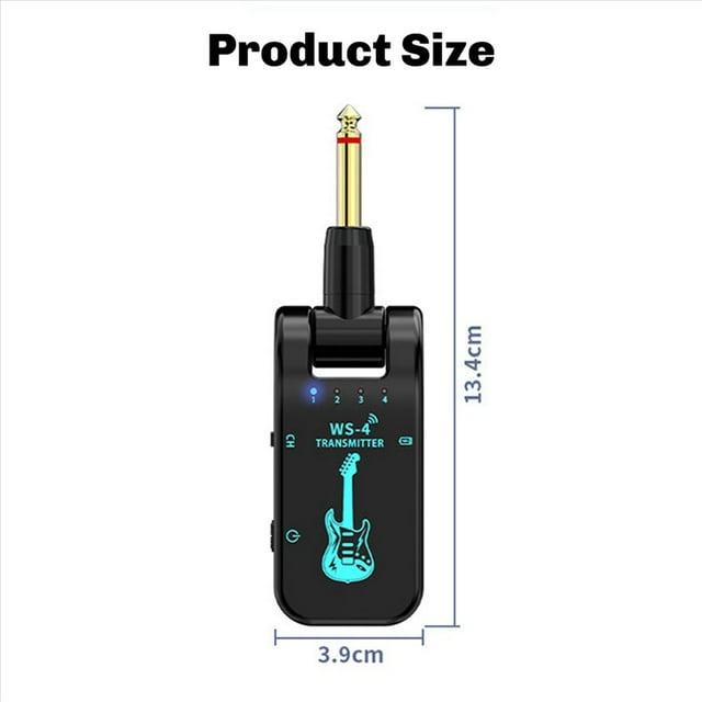 2X 2.4G WS-4 de Guitarra Inalámbrico Transmisor Receptor de Guitarra para Guitarra Eléctrica Bajo Transmisión en Tiempo Real de 48K/16 Bits