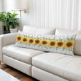thumbnail image 3 of Sunflower Flowers Throw Pillow Covers Yellow Floral Eucalyptus Leaves Gray Plaid Decorative Lumbar Pillow Cover Rectangle Cushion Case for Sofa Couch Bed Living Room Bedroom 20 X 60 Inches, 3 of 9