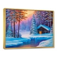 thumbnail image 3 of Designart 'Old Cabin In Winter Forest In Evening Glow I' Traditional Framed Canvas Wall Art Print, 3 of 5