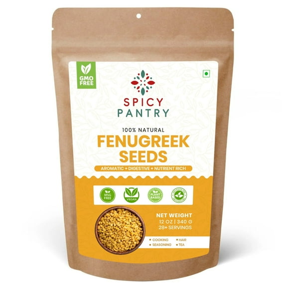 Spicy Pantry Whole Fenugreek Seeds – 12 oz, All Natural, Ideal for Indian Cooking & Ayurvedic Spice
