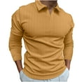 thumbnail image 2 of Men Clothing, Men's V Neck Polo Texture Shirt Button Down Stand Collar Solid Color Long Sleeve Loungewear Casual Loose Fit Urban Fashion, 2 of 8