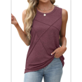 thumbnail image 2 of Women Loose Fit Crew Neck Casual Sleeveless Tank Tops Wine Red L, 2 of 8