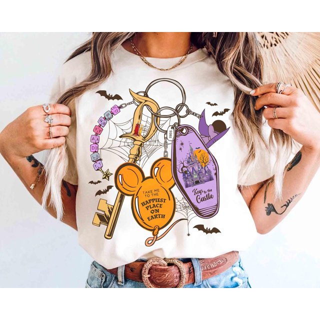 Disney Key To The Magical Castle Keychain Walt Disney World Halloween Shirt, Magic Kingdom - Ivory - M