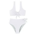 thumbnail image 5 of MIXUE Swim Suits for Women Solid Color High Waisted Bikini Sets for Women Block Two Piece Drawstring Swimwears Bathing Suits,White,S, 5 of 7