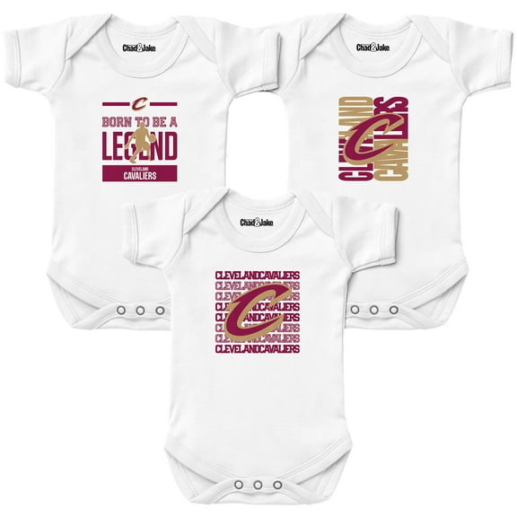 Newborn & Infant Chad & Jake White Cleveland Cavaliers 3-Pack Bodysuit Set