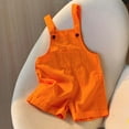 thumbnail image 4 of Sopiago Girls Overall Shorts Kids Summer Casual Girls Jumpsuit Adjustable Strap Toddler Girl Romper with Pockets (Orange,1-2 Years), 4 of 6