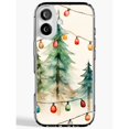 Watercolor Evergreen Trees and String Lights Tough Phone Case for Apple ...