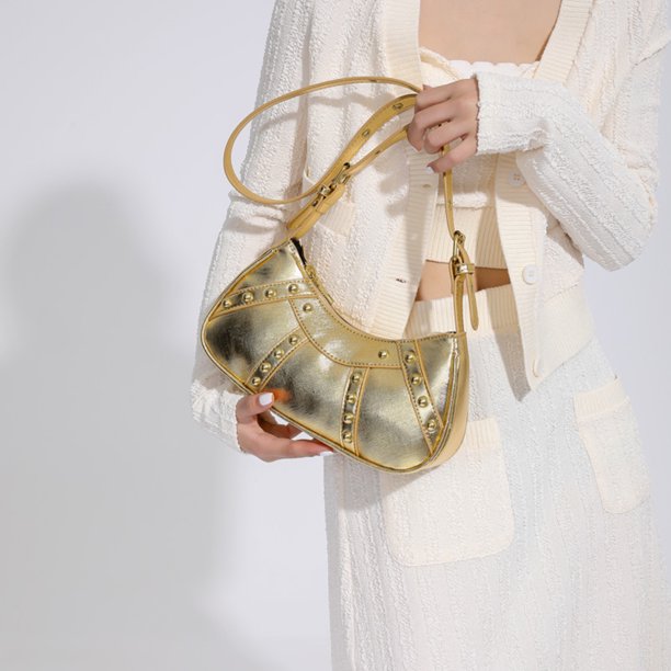 Bolsa De Hombro Bolsa bandolera para mujer, Bolsa de mensajero a la moda, diseño de remaches, Bolsa de mano informal para sillín Sywqhk Para Estrenar