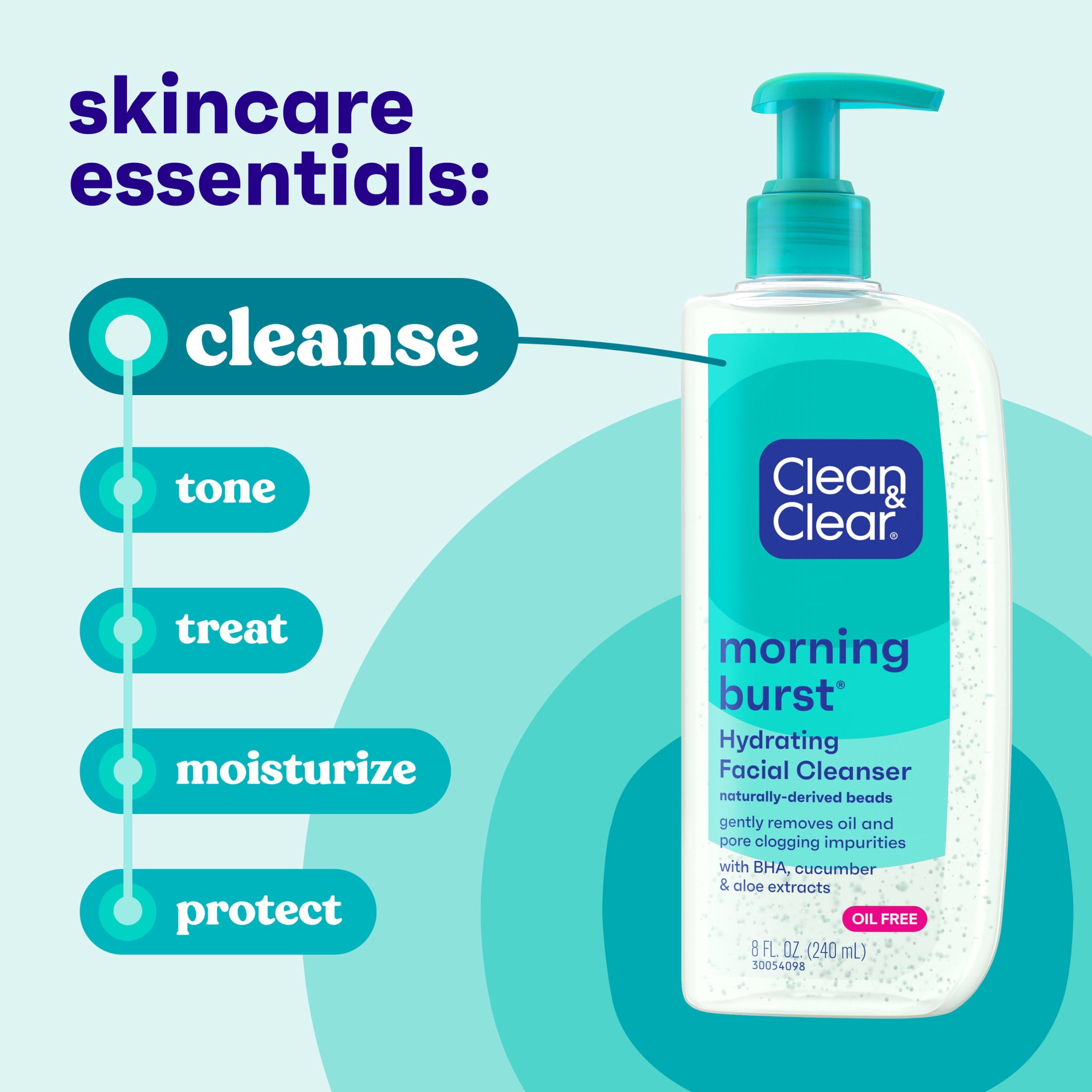 (3 pack) Clean & Clear Morning Burst Hydrating Face Wash with BHA, 8 fl. oz