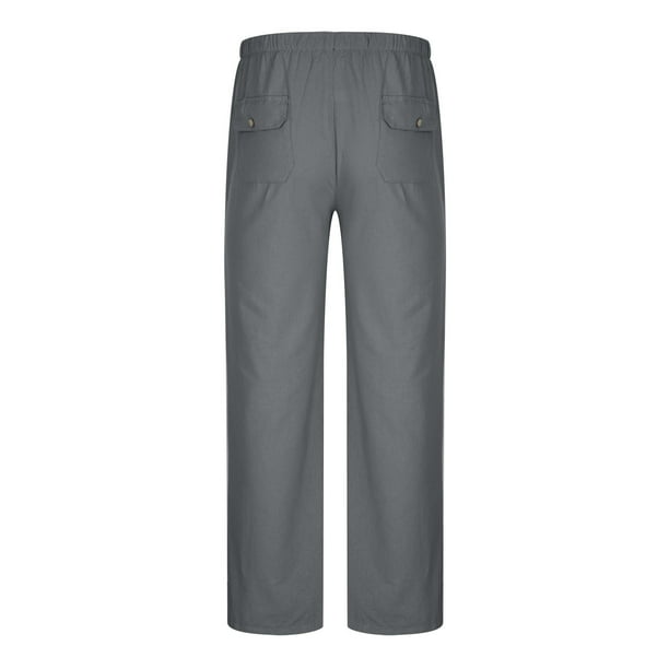 UVEASISHA Pantalon en Lin Homme Grande Taille Jambe Droite