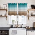 thumbnail image 2 of Teal Brown Kitchen Curtains Small Short 39 Inch Length, Rustic Vintage Abstract Ombre Wooden Plank Grommet Top Bedroom Living Room Curtains, Light Filtering Cafe Curtain Drapes 2 Panels Set 55''x39'', 2 of 9