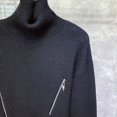thumbnail image 4 of Suéter de punto de cuello alto para hombre, suéteres negros con cremallera, cuello alto, ropa para hombre, cuello alto blanco, ropa de calle Y2k, estilo informal, holgado, 4 of 4