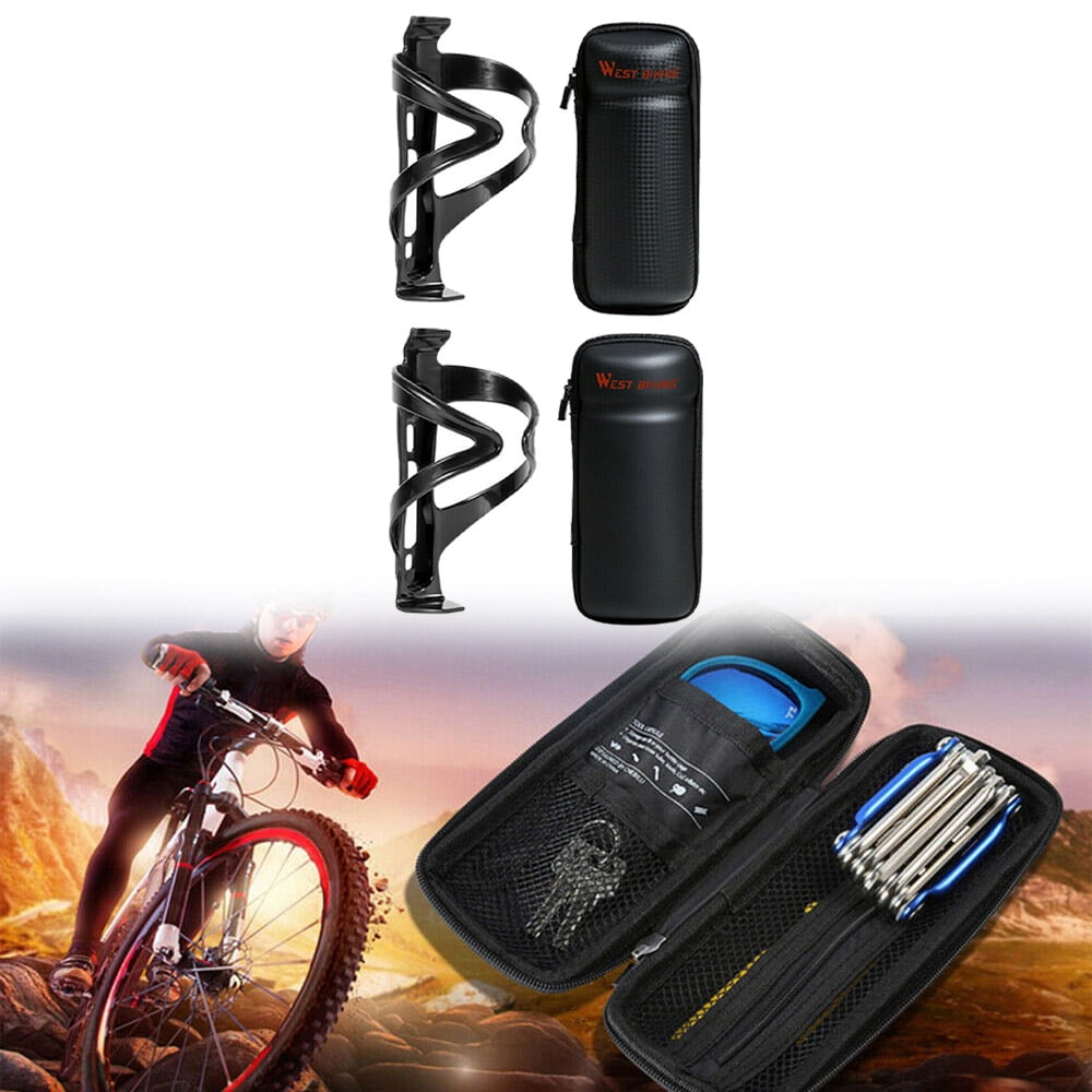 MTB Bike Bicycle Tool Capsule Bag Box Waterproof Water Bottle Cage Holder Black 