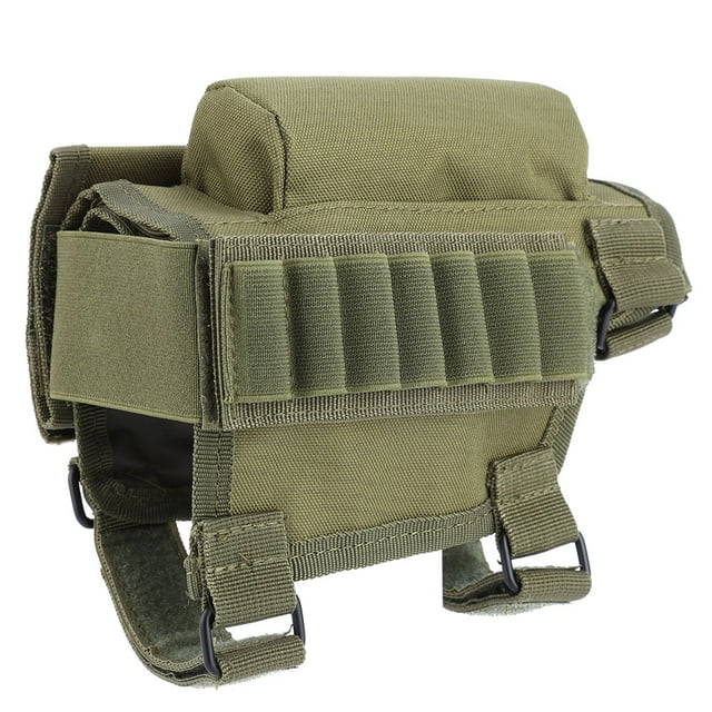 Bolsa de munición para rifle con culata de nailon, soporte para escopeta, reposa mejillas (verde militar)