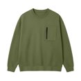 thumbnail image 5 of Men's Crewneck Sweatshirt Pullover Casual Loose Fit Sport Tops Midweight Long Sleeve Basic Sweatshirts with Zipper Chest Pocket, 5 of 6