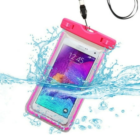 Ipod Video Waterproof Housing Insten Universal Hot Pink Lightning Waterproof Case Bag with Lanyard (6.3
