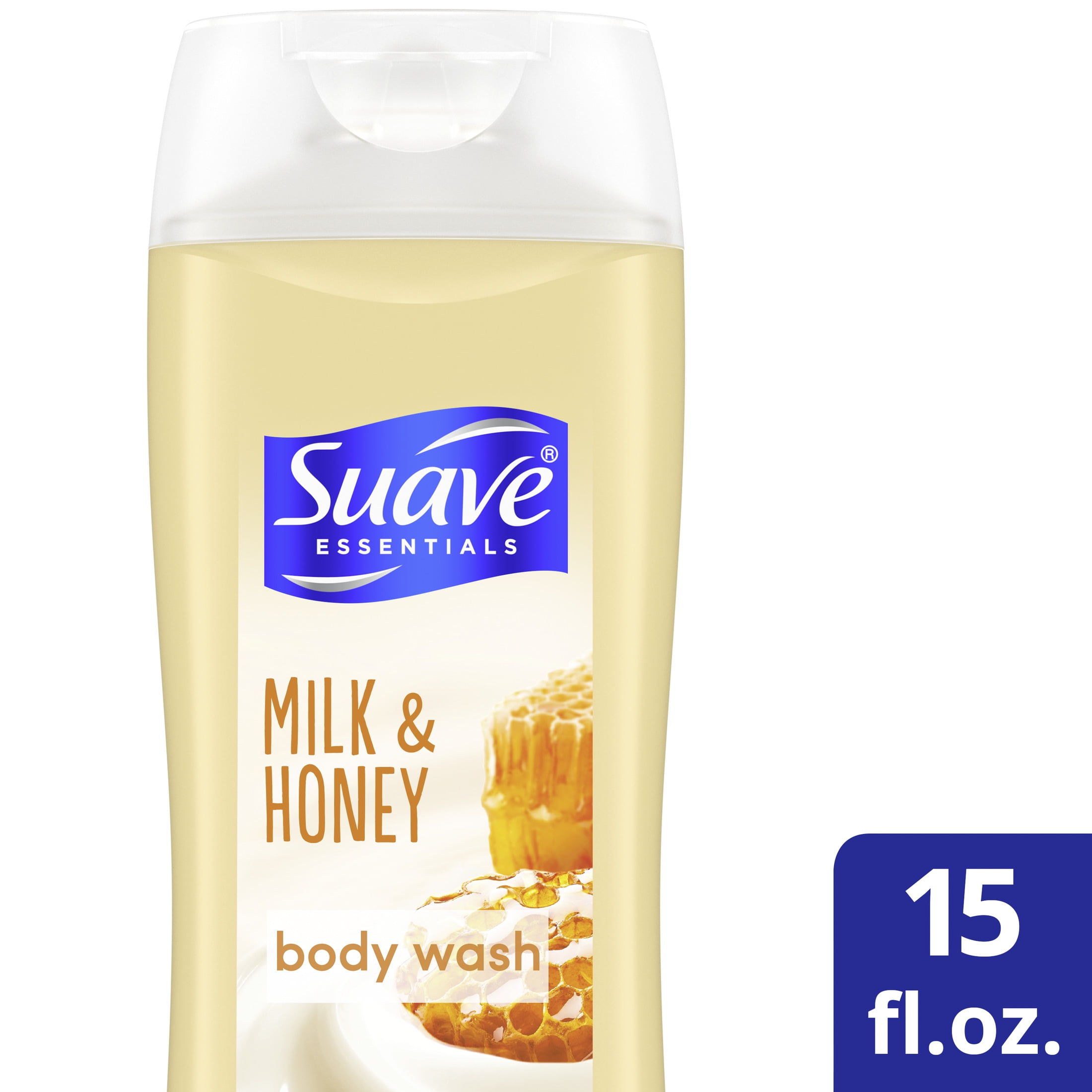 Suave Essentials Liquid Body Wash Milk and Honey with Vitamin E, 15 oz
