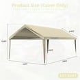 thumbnail image 2 of Pakunoda 12' X 20' Carport Canopy Replacement Cover, Portable Car Garage Shelter Party Top Tent with 34PC Ball Bungees, Cream (Only Cover, Frame Not Included), 2 of 8