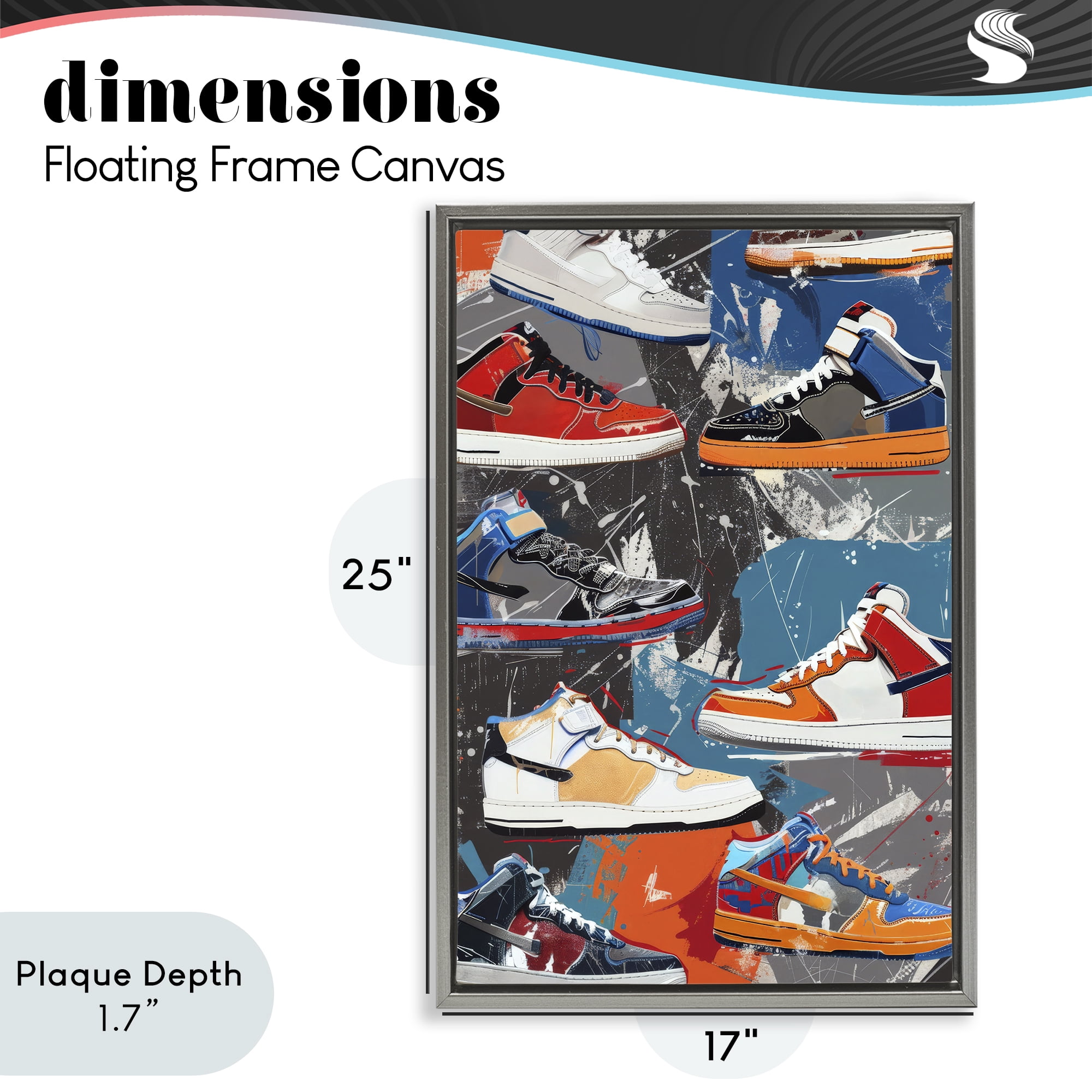 Stupell Industries Stylish Urban Shoe Collection Gray Framed Floater Canvas Wall Art, design by Ray Powers