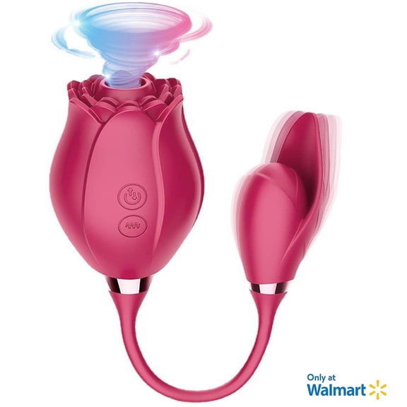 OCTMOM Rose Toys Vibrators for Women, 3 in 1 G-spot Vibrator with Dildo Vibrating Ball for Partner Play, Red