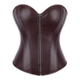thumbnail image 2 of Purcolt Corsets for Women Dressy Casual Vintage Gothic Faux Leather Zipper Front Bustier Corset Top Steampunk Rock Basque Shapewear Top, 2 of 6
