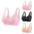 thumbnail image 2 of 3pcs Sports Bras for Women Open Closure Button Plus Size Full Coverage Bralettes Ladies Elder Comfort Lightly Lined Push up Bra, 2 of 4