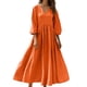 thumbnail image 1 of Mujeres Vestido Casual Suelto Y Casual Tres Cuartos de Mangas Cuello en V Vestido de Lino Mujeres, 1 of 7