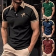thumbnail image 3 of FUZHIQ Men's Polo Shirts Short Sleeve Color Block Horse Embroidery Casual Golf Polo Breathable Lightweight Business Daily Wear Fashion Collared Tops,XL, 3 of 6