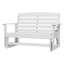 HDPE Glider Bench - 2 Person Outdoor Loveseat, White - Patio Furniture Rocking Bench with Slatted Design & 528 lbs Capacity