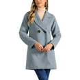 thumbnail image 1 of Abrigo de longitud media de manga raglán de doble botonadura para mujer Allegra K en gris azul, talla XL, 1 of 6