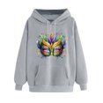 thumbnail image 3 of VBTAPA Womens Mardi Gras Hoodie Novelty 3D Graphic Printed Hooded Sweatshirt Carnival Themed Print Drawstring Long Sleeve Pullover Tops Parade Sweatshirt Gray L, 3 of 4