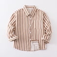 thumbnail image 5 of FYDUU Toddler Boys Long Sleeve Striped Shirt School Uniform Tops Child Kids Button Down Dress Shirts Little Boy's Back To School Shirt 5-6 Years, 5 of 6