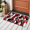 thumbnail image 3 of Red Gray Stripes Front Door Rugs 2x3 ft Abstract Art Modern Geometric Curve Small Rug for Entryway Non Slip Washable Bathroom Door Mat Absorbent Floor Mat for Indoor Entrance, 3 of 9