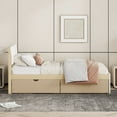 thumbnail image 4 of Modern Twin Bed Frame With 2 Drawers For White High Gloss Headboard and Footboard With Light Oak Color, 4 of 11