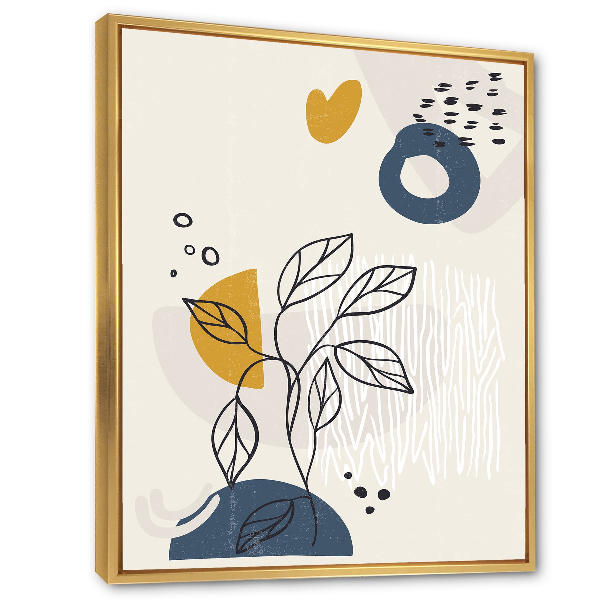 Designart 'Ancient Boho Art Minimalistic Flowers II' Modern Framed Canvas Wall Art Print
