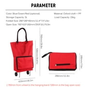 Foldable Shopping Trolley Bag with Wheels Collapsible Shopping Cart Reusable Foldable Grocery Bags Travel Bag Red