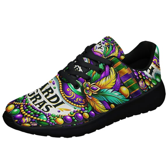Happy Mardi Gras Shoes Sneakers for Women Men Black Size 3.5