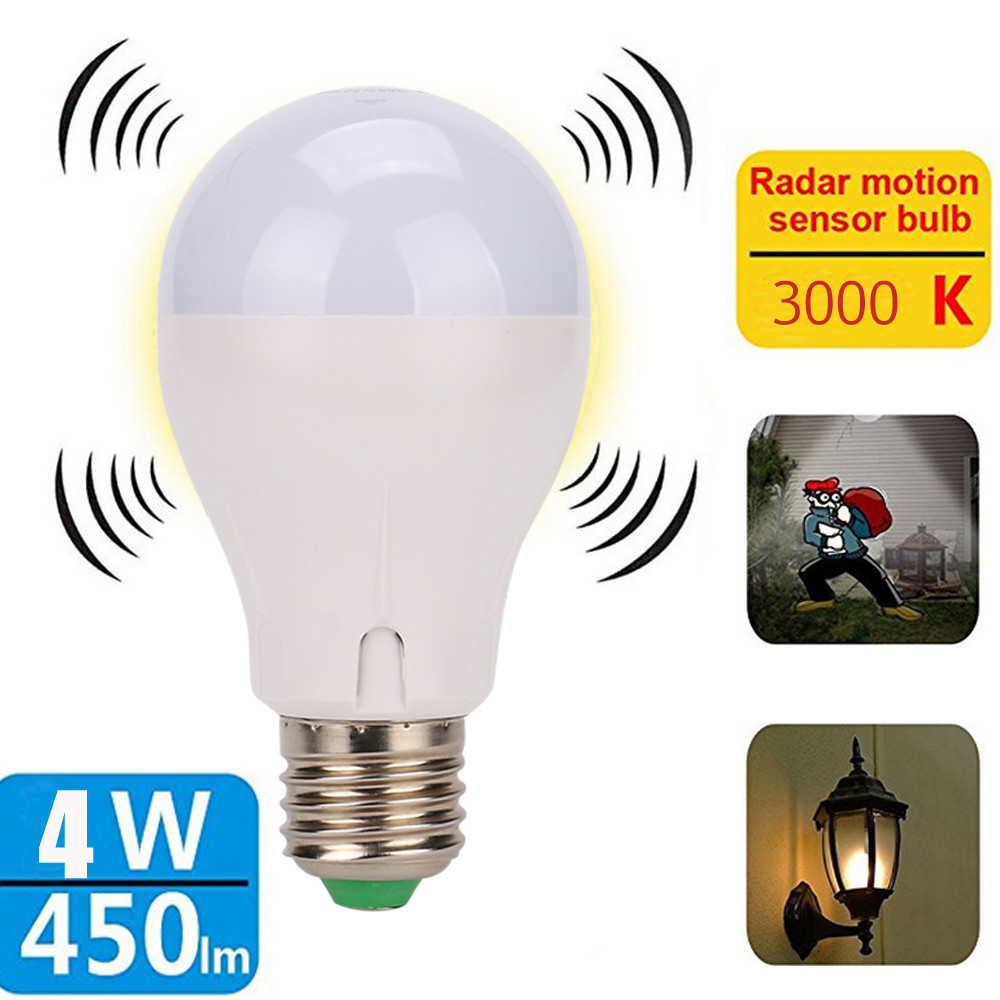 E27 4W Radar Induction Bulb Lamp Microwave Induction Bulb Of Stairs And