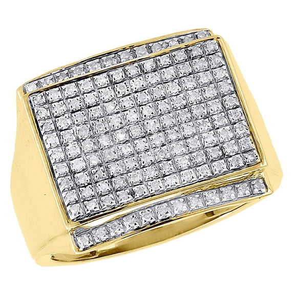 10K Yellow Gold Diamond Mens Round Pave Statement Fashion Pinky Ring 0.42 Ct.