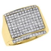 JFL DIAMONDS & TIMEPIECES 10K Yellow Gold Diamond Mens Round Pave Statement Fashion Pinky Ring 0.42 Ct.