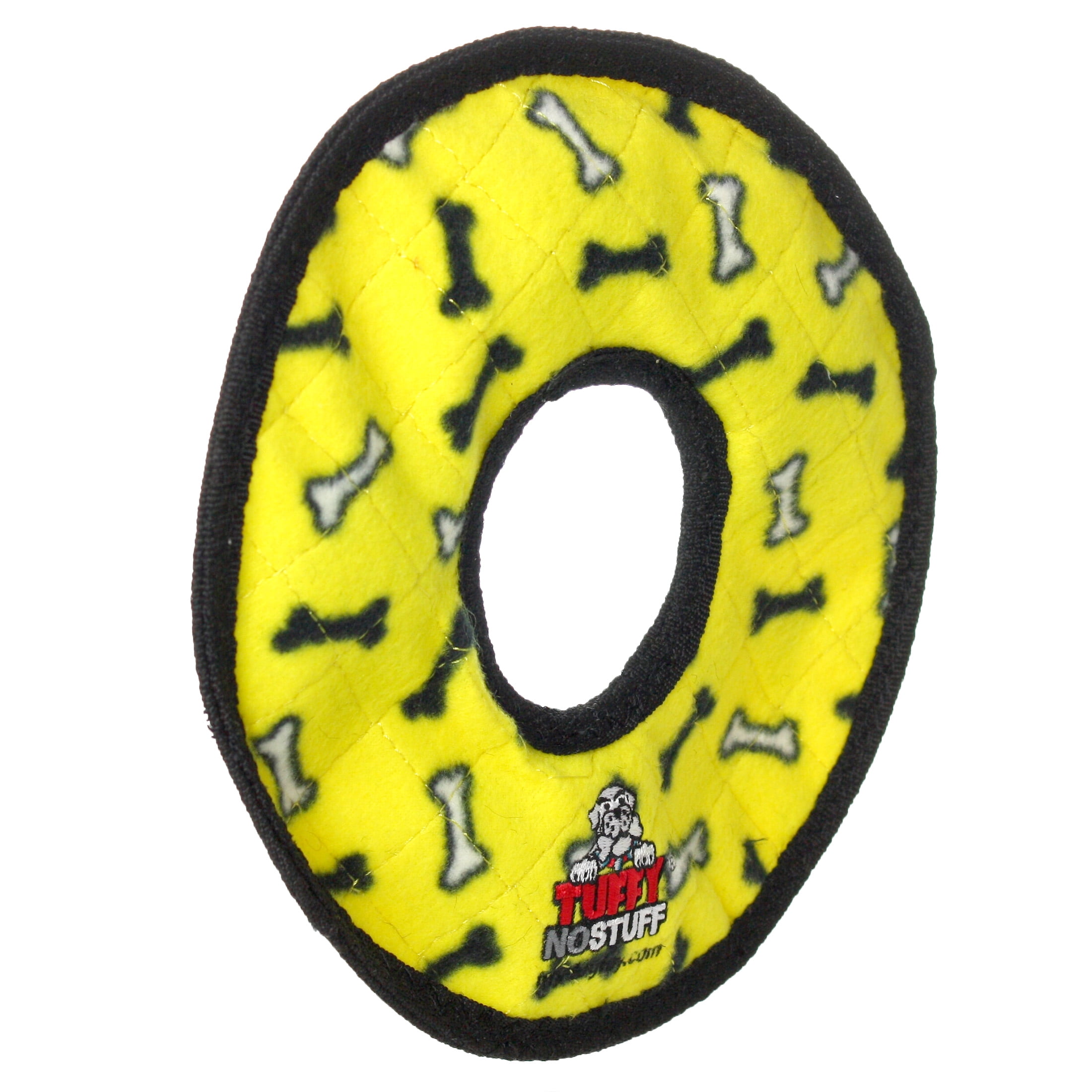 Tuffy No Stuff Ultimate Ring Yellow Bone Durable Squeaky Dog Toy