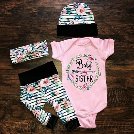 Floral Outfit Girl - 3Pcs Newborn Toddler Baby Girls Floral Tops Romper Pants Outfits Set Clothes