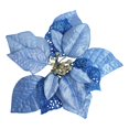 thumbnail image 2 of Christmas Poinsettia Flowers Artificial with Clips, 7.87" Christmas Decor Glitter Poinsettia Flowers for Christmas Tree New Year Wedding Party Wreath DIY Garland Decor (Blue), 2 of 8