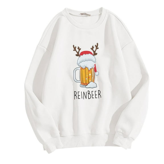 Zkozptok Womens Casual Crewneck Christmas Sweatshirt Long Sleeve Cute Loose Pullover Red Tops for Women