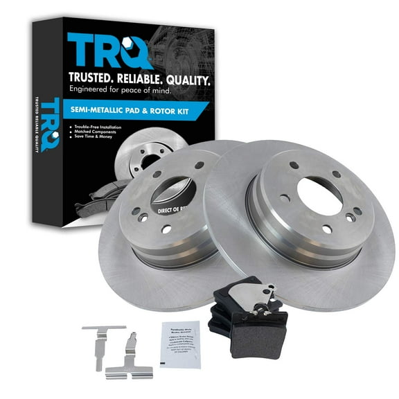 TRQ Brake Pad & Rotor Rear Semi-Metallic Kit Set Fits Select Mercedes Benz