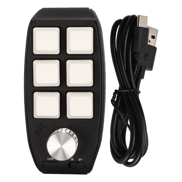 Mini teclado USB, mini teclado de 6 teclas, teclado con una mano, teclado para PC con perilla, calidad superior