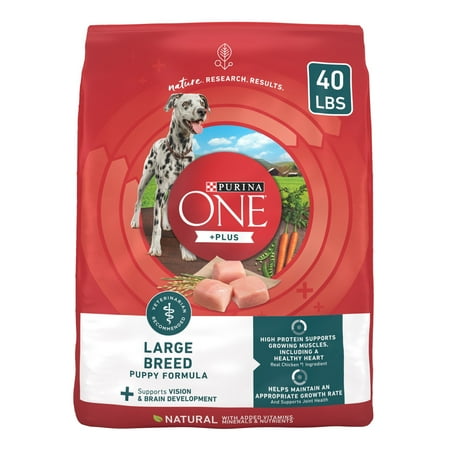 Purina One Plus Puppy Dry Dog Food for Large Dogs High Protein Growth Supprt Real Chicken 40 lb Bag