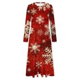 thumbnail image 3 of Annhoo Womens Christmas Dresses Long Sleeve Snowflake Printed Maxi Dress Fashion Round Neck Dresses with Pockets, 3 of 4